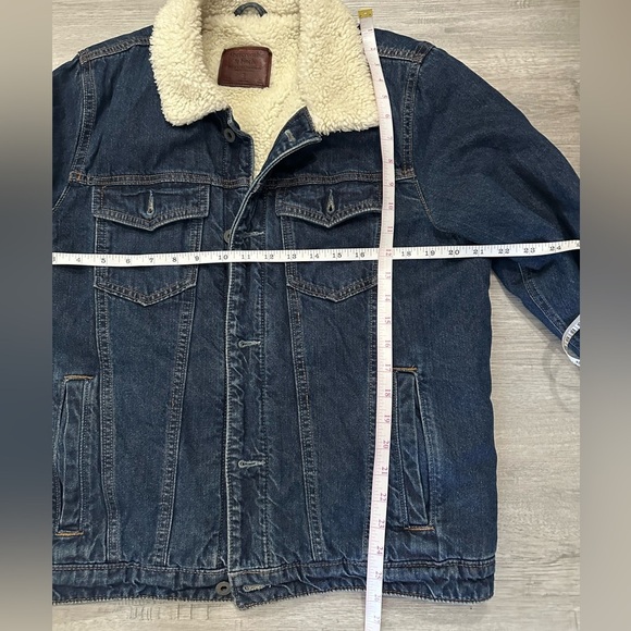 Abercrombie & Fitch Denim Sherpa-Lined Jacket men’s Sz S women’s M/L - Picture 5 of 5